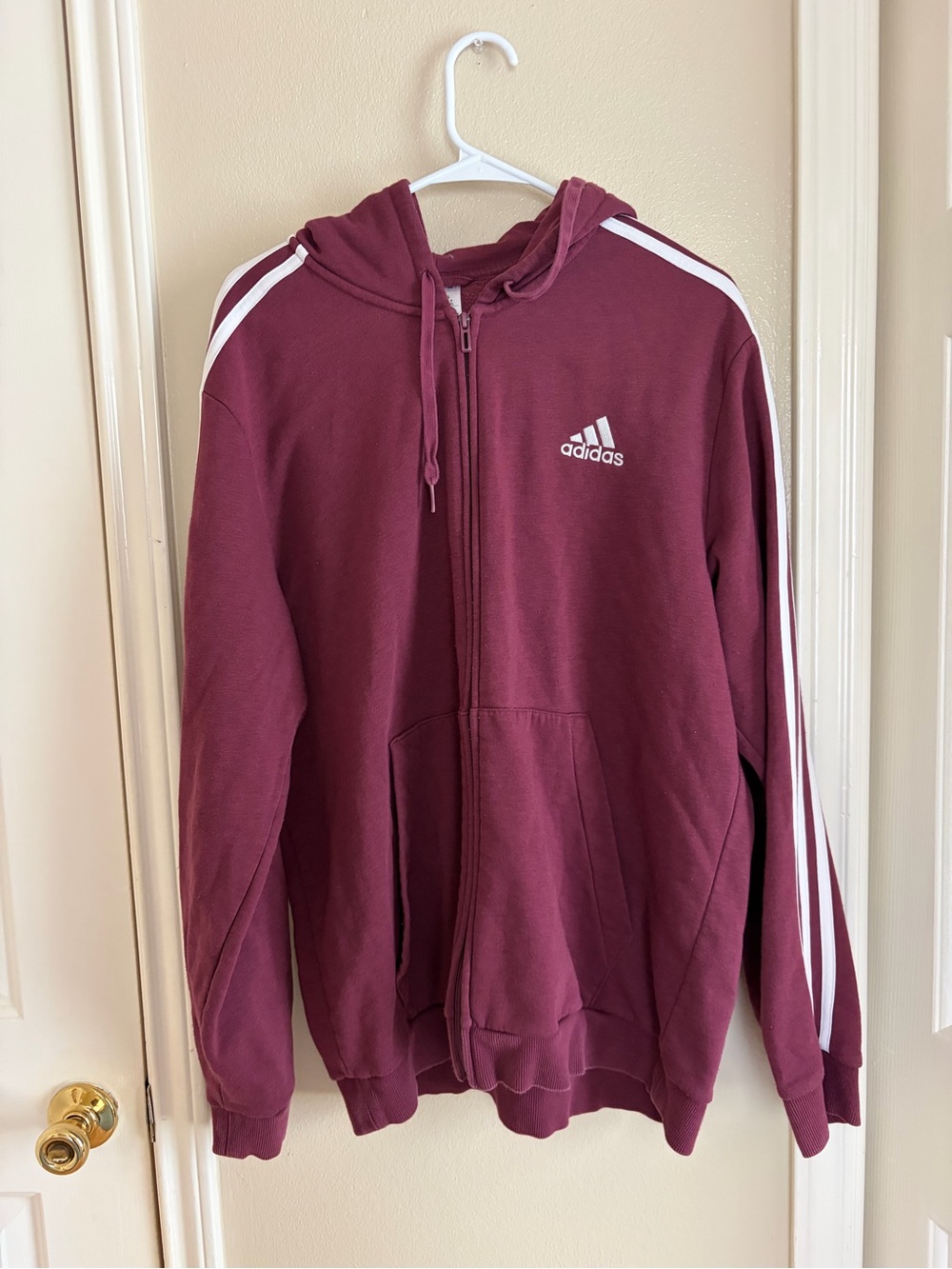 Maroon adidas zip up hoodie
